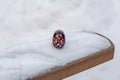 Colorful beautiful Easter egg in the snow Royalty Free Stock Photo