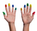 Painted fingertips with smileys Royalty Free Stock Photo