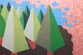 Painted firs on fiberboard panel Royalty Free Stock Photo