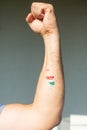Painted flag of Italy on man hand