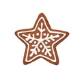 Painted gingerbread cookie in the shape of a star