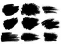 Painted grunge stripes set. Black labels, background, paint text