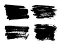 Painted grunge stripes set. Black labels, background, paint texture. Brush strokes vector. Handmade design elements. Royalty Free Stock Photo