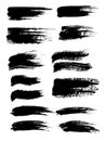 Painted grunge stripes set. Black labels, background, paint texture. Brush strokes vector. Handmade design elements. Royalty Free Stock Photo