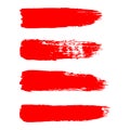 Painted grunge stripes set. Red labels, background