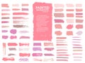 Painted grunge stripes set. Red and pink labels, background, pai Royalty Free Stock Photo