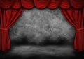Painted Grunge Theater Stage With Red Velvet Drape Royalty Free Stock Photo
