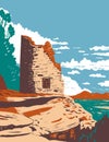 Painted Hand Pueblo in Canyon of the Ancients National Monument in Southwest Colorado WPA Poster Art