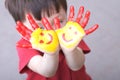 Painted hands of child