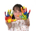 Painted Hands Ready to Make Hand Prints Royalty Free Stock Photo