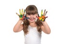 Painted Hands Ready to Make Hand Prints Royalty Free Stock Photo