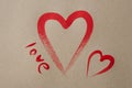 Painted heart outline on craft paper background