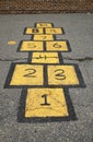 Painted hopscotch on macadam