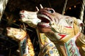 PAINTED HORSES ON VICTORIAN STEAM DRIVEN FAIRGROUND RIDE Royalty Free Stock Photo