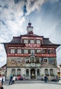 Painted house on main square at medieval town Stein Am Rhein. Schaffhausen canton. Switzerland