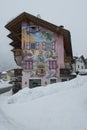 Painted House in Pozza di Fassa Royalty Free Stock Photo
