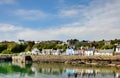 Painted houses lining Portpatrick harbour Royalty Free Stock Photo