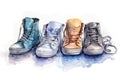 painted illustration of pair of boots. Generative AI Royalty Free Stock Photo
