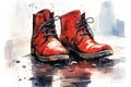 painted illustration of pair of boots. Generative AI Royalty Free Stock Photo
