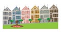 Painted Ladies Row Houses in San Francisco CA vector Illustration Royalty Free Stock Photo