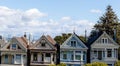 Painted Ladies San Francisco Bay Area California cloudy and sunny day Royalty Free Stock Photo