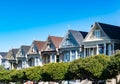 The Painted Ladies of San Francisco, California, USA. View from Alamo Square at twilight, San Francisco. Victoria houses in san