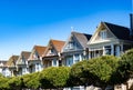 The Painted Ladies of San Francisco, California, USA. View from Alamo Square at twilight, San Francisco. Victoria houses in san