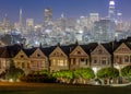 Painted Ladies via Alamo Square in Blue Hour Royalty Free Stock Photo