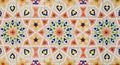 Painted large Arabic architectural patterns.