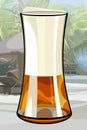 Painted large glass of beer on background of the tropics