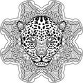 Painted the leopard on the background tribal mandala patterns. Zendoodle