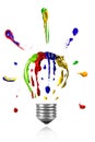 Painted light bulb with paint around Royalty Free Stock Photo