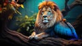 painted lion in different colors generated by AI tool