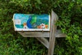 Painted mailbox with peacock