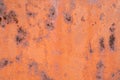 Close-up of a metal or steel plate, covered with old paint. Cracking and flaking paint on rusty iron background. Royalty Free Stock Photo