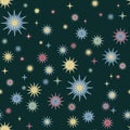 Painted multi-colored stars seamless pattern