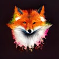 Painted multicolored fox. Generative AI