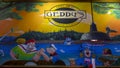 Painted mural in the historic Geddy`s local seafood restaurant in Bar Harbor, Maine.