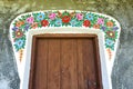 Painted old cottage decorated with a hand painted colorful flowers, Zalipie, Poland