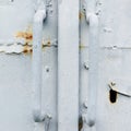 Painted old metal door fragment