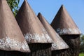 Painted old wooden beehives decorated with a hand painted flowers, Zalipie, Poland Royalty Free Stock Photo