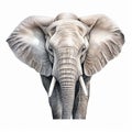 Hyper-realistic Elephant Close-up Drawing On White Background Royalty Free Stock Photo