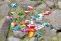 Painted pebbles with flags