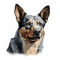 Colorized Australian Cattle Dog Portrait Illustration With Realistic Attention To Detail