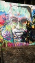 Painted portrait of Malcolm X at Petit Canal in Guadeloupe