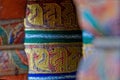 Painted prayer wheels close-up Royalty Free Stock Photo
