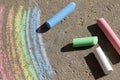 Painted rainbow colored chalk Royalty Free Stock Photo