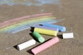 Painted rainbow colored chalk Royalty Free Stock Photo