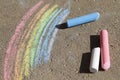 Painted rainbow colored chalk Royalty Free Stock Photo