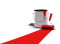 Painted red with paint can and roller Royalty Free Stock Photo